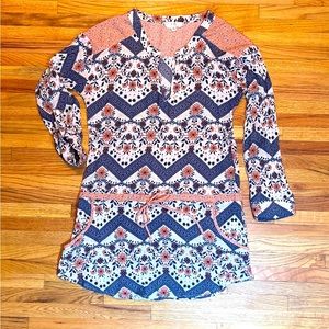 Anthropologie En Elly top woman’s size small tie waist bohemian boho pattern